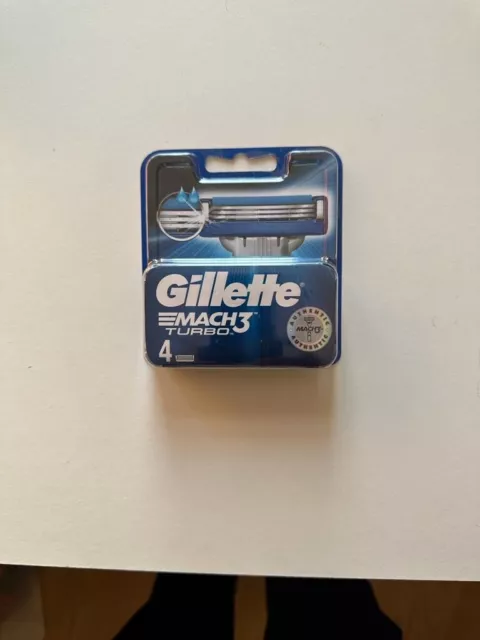 Gillette Mach 3 Turbo Rasoio Da Uomo Lame di Ricambio - 4 Pezzi NUOVE