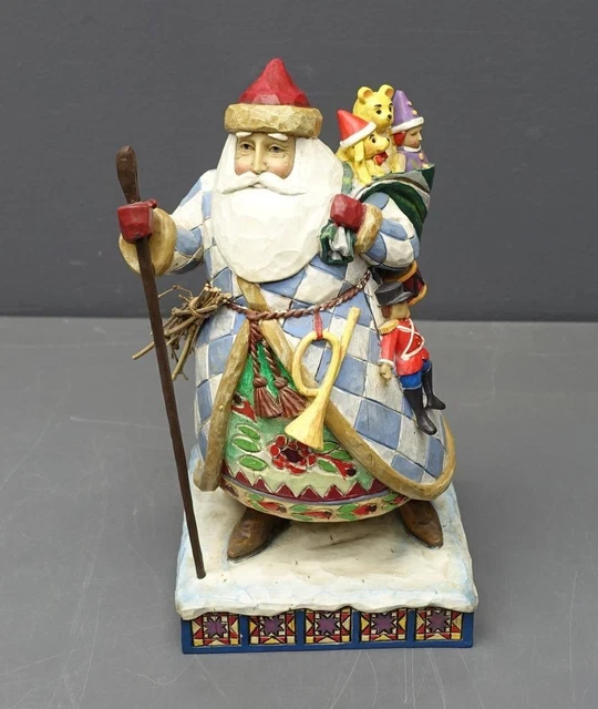 Jim Shore F4005447 Bringing Christmas Joy Folk Santa Claus w/ Toys Figurine