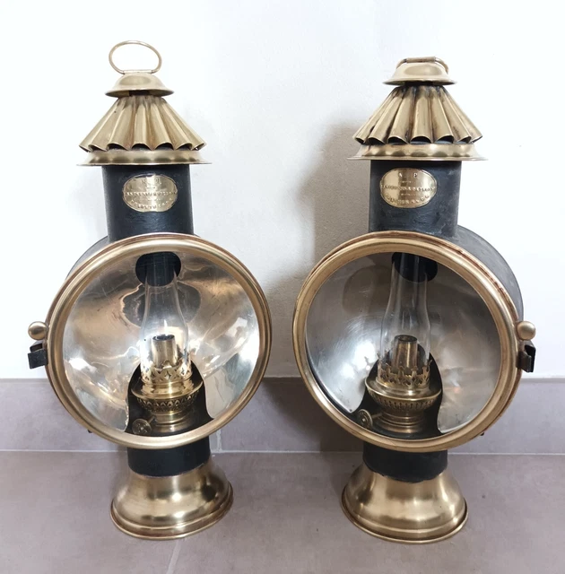 Lot De 2 Lanternes à Pétrole Nautiques En Laiton – Rouge Et Vert, Style Marin, Reproduction 2025, Neuf