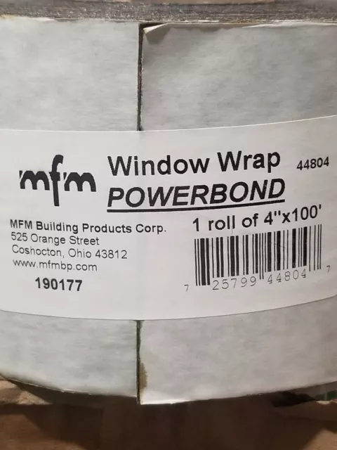 MFM WindowWrap PowerBond 4"x100' Waterproof Self Adhesive Membrane Tape 1 roll