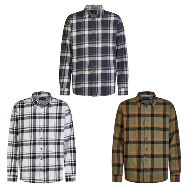 DENIMFY Camisa De Franela Para Hombre De Manga Larga A Cuadros, Ajuste Regular, DFDean, Camisa De Leñador, Camisa A Cuadros, 100% Algodón, Negro, Verde, Azul, S, M, L, XL, XXL, 3XL, 4XL