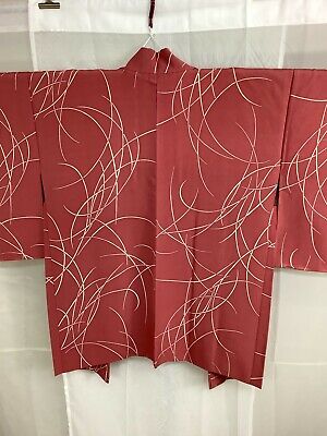 Japanese Vintage Kimono Haori Jacket Red Inside design Height 30.7inch used