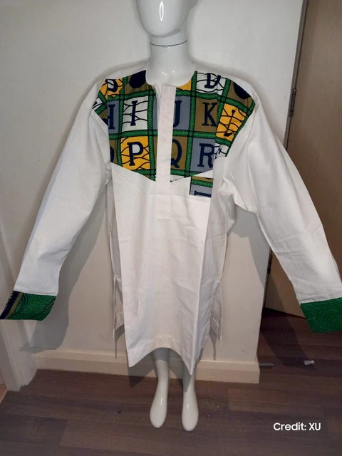 Top danshiki etnico unisex con maglie a polsino e taschino. Disponibile in L, CL