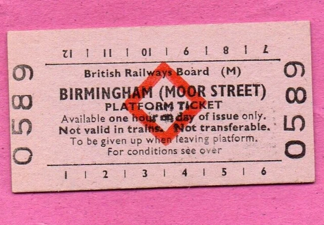 Red Train Tickets BRB (M) RED diamond railway platform ticket - BIRMINGHAM (MOOR STREET ...