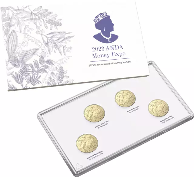 2023 ANDA Sydney Money Expo 4 x $1 Coin Set MOR Mob of Roos + QEII + 2023!