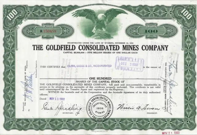 The Goldfield Consolidated Mines Company, 1960er Jahre