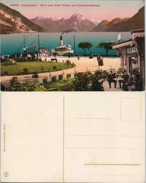 Luzern Lucerna Alpnachstad Hotel Pilatus auf Vierwaldstättersee Dampfer 1912
