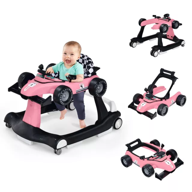 4-in-1 Baby Walker Folding Infant Walker Adjustable Toddler Activity Center