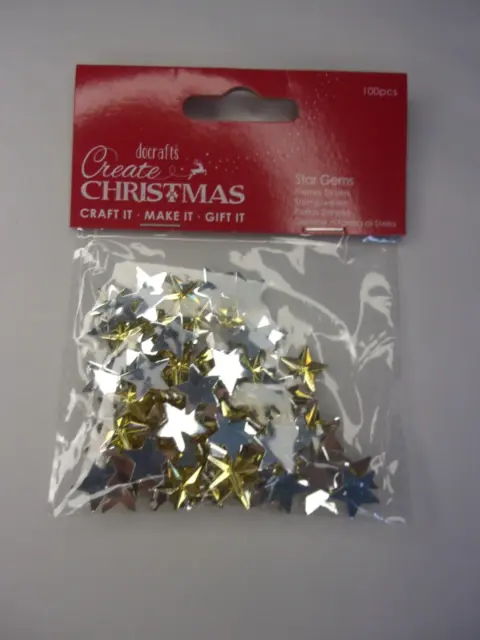 Packung Docrafts Create Christmas Gold Stars flache Rückseite Weihnachten Handwerk Karten
