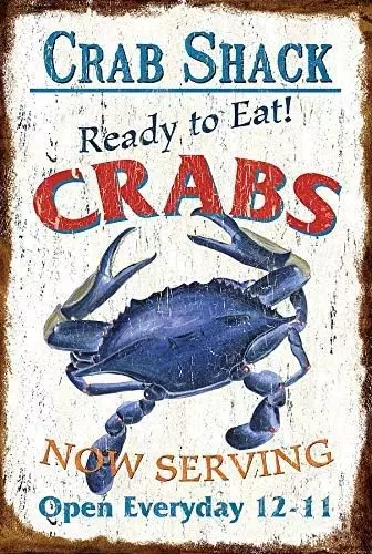 HAIMAX Vintage Metal Tin Signs Crab Shack Ready to Eat! Crabs Retro Rustic Tin S