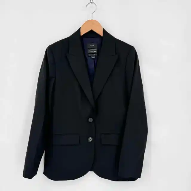 J. Crew Women's Sommerset Blazer Italian Stretch Wool Tollegno 1900 Black Sz 4