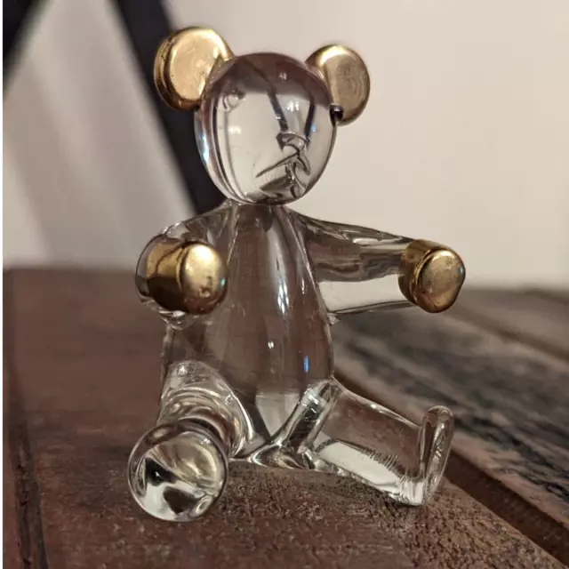 Glass Blown Teddy Bear with Gold Colored Hands & Ears