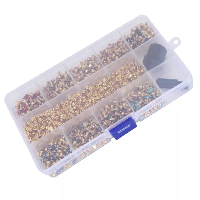 Crystal Rhinestone Rivets Studs With Hand Press Tools Hardware Decor Spares TOH