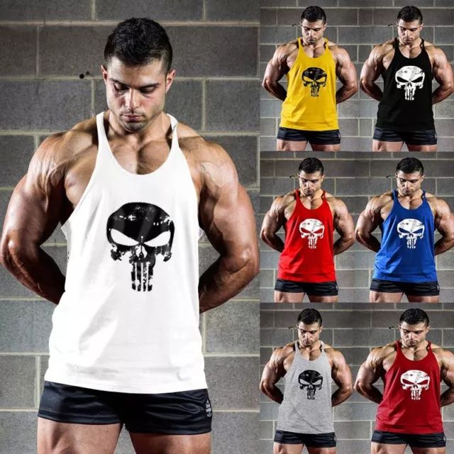 Men Punisher Bodybuilding Vest Gym Sleeveless Fitness Tank Top Clothing Singlets