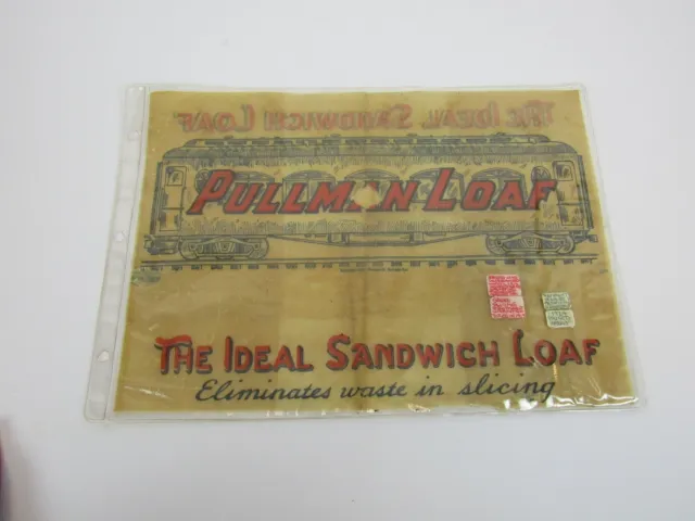 Antique Pullman Loaf Wax Paper Bread Wrapper Collectible Collectors Notes