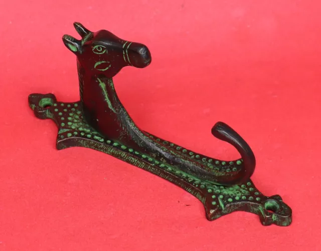 Green Horse Antique Style Handmade Brass Cup Key Cloth Hanger Wall Mounted Hook 15