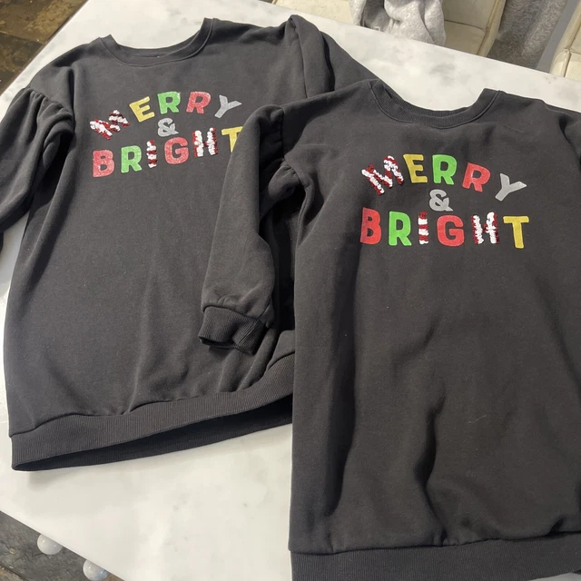 TU Maglione Natale Twin Ragazze Nero Rosso 7 anni