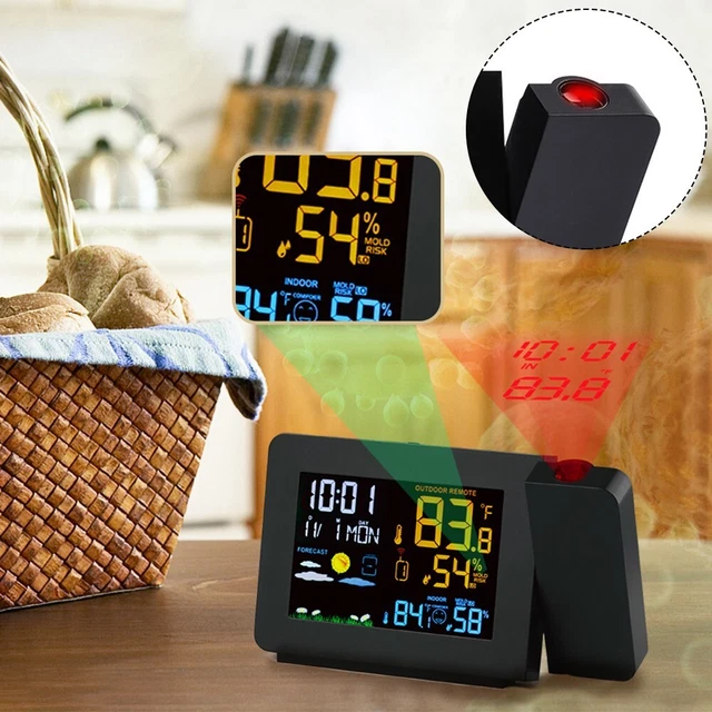 Horloge de station météo numérique multilingue avec projection de températur