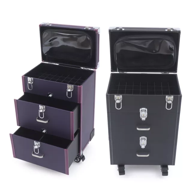 Pro Makeup Train Case Cosmetic Travel Rolling Vanity Organizer Trolley Bags