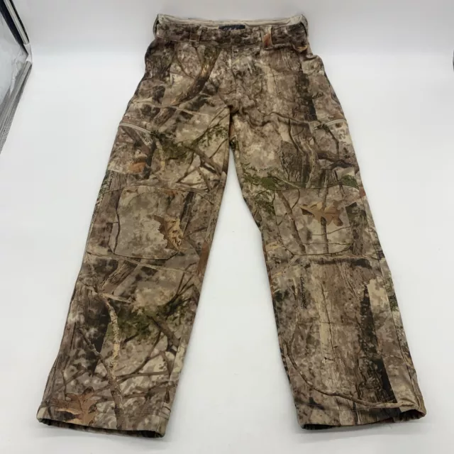 Cabelas Pants Boys Youth L Woods Camo Water Resistant Polartec Fleece Lining