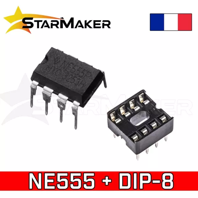 NE555 Timer DIP-8 Circuit intégré et support socket CI DIY NE555P - 1 à 50 pcs