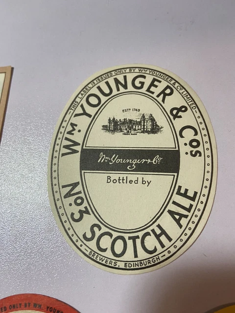 12 Old William Younger Edinburgh Brewery Beer Labels Inc Mixed Bottlers Lot 5 9