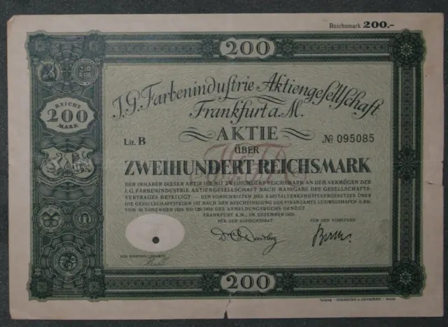 I. G. Farbenindustrie Aktiengesellschaft 1925  200 RM