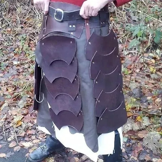 Medieval Viking Knight Leg Armor Leather Tassets Belt Renaissance LARP Skirt