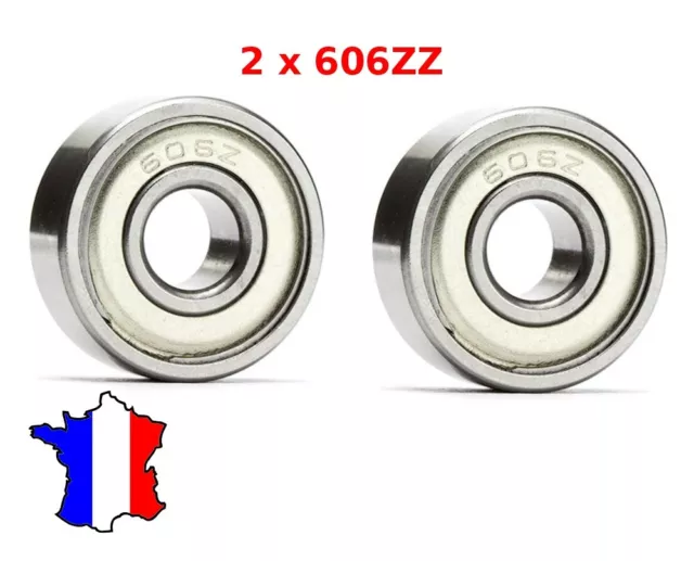 2 Roulement à Billes 606ZZ 6 x 17 x 6mm , Ball Bearing 606 ZZ , miniature