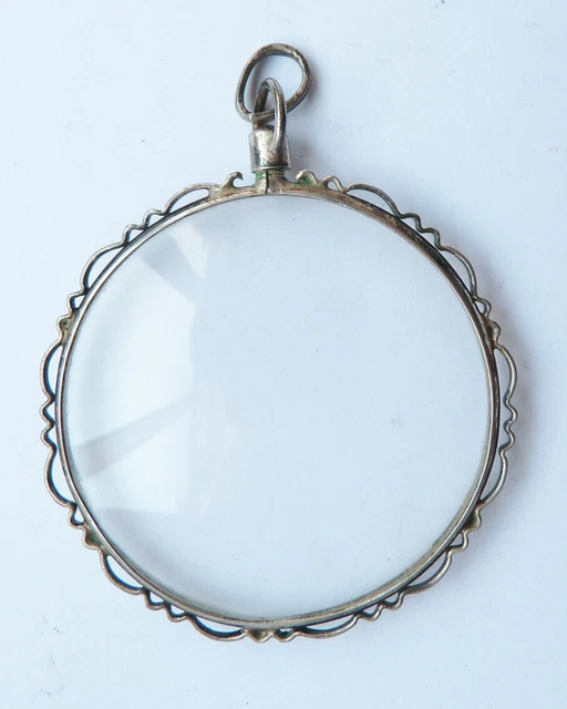 Pendentif Ancien En Argent Massif - Bijou Vintage Gros Modèle, Occasion Avec Impact Sur Pierre