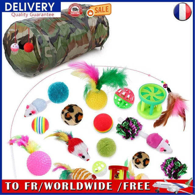 21pcs Foldable Tunnel Toy Sisal Ball Molar Toys Cat Play Chewing Exercise Toy