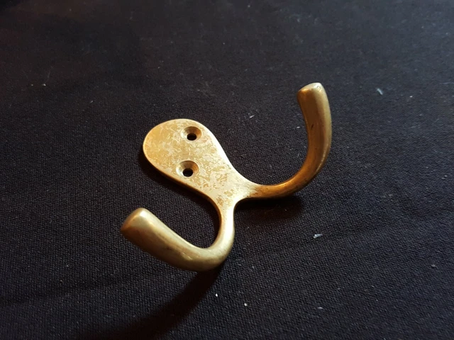 One Reclaimed Antique Brass Victorian Double Arm Hook Furniture (ER252)