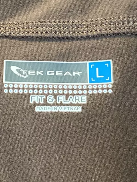 Tek Gear Pants Elastic Waist Side Pockets Brown Fit & Flare Cotton Blend Size L 3