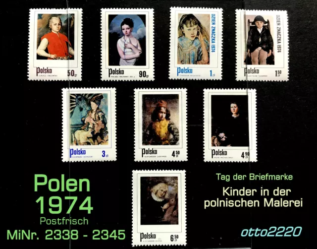 Polen 1974, MiNr. 2338 - 2345; "Kinder in der polnischen Malerei", Postfrisch