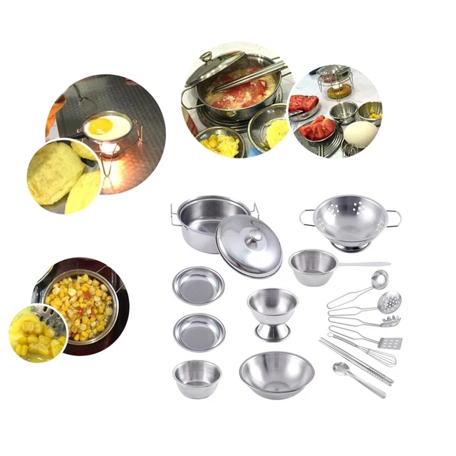 16 Pieces Kids Pretend Play Cookware Set Kitchen Toys Durable Mini Pots Pans