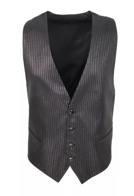 GILET PANCIOTTO UOMO Sartoriale raso laminato marrone oro gessato