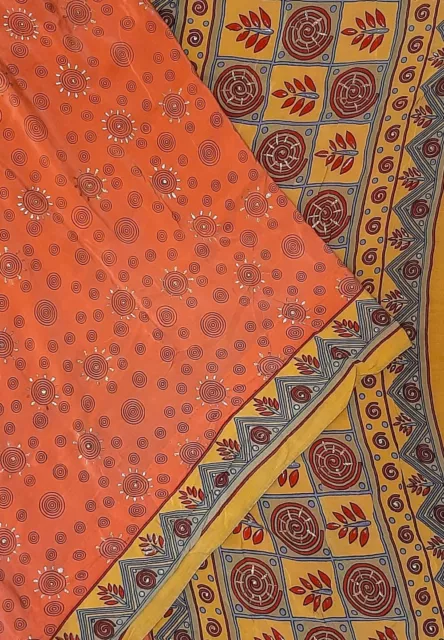 100% Pure Crepe Silk Saree Printed Sari Vintage Indian Fabric Material PCSS1997