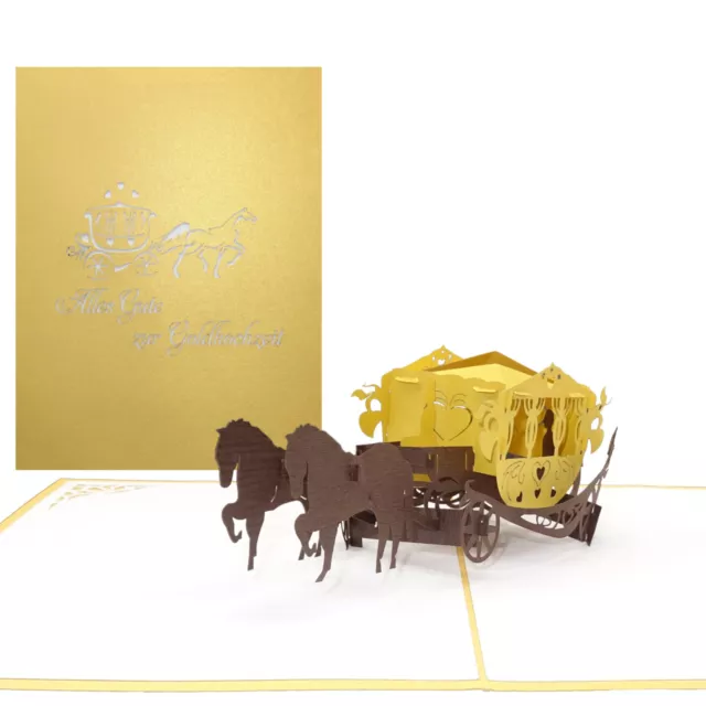 Pop Up Karte "Alles Gute zur Goldhochzeit" 3D Glückwunschkarte Goldene Hochzeit