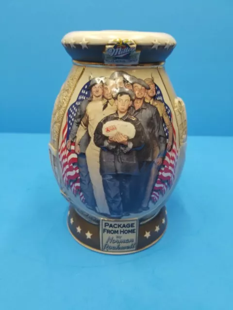 Miller Brewing Norman Rockwell 2002 Package From Home Holiday Beer Stein W/ Box