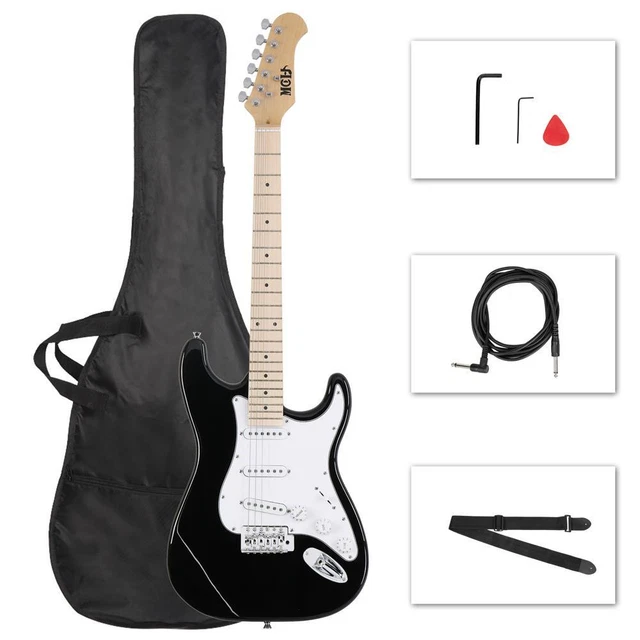 MCH MST Single Pickup Maple Fingerboard ST Electric Guitar Black - White Guard