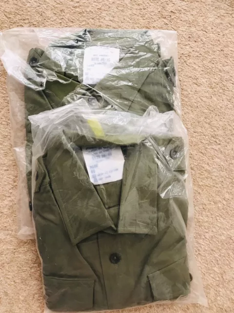2x Genuine British Army Men's General Service Olive Green Shirts 38/40 Collar