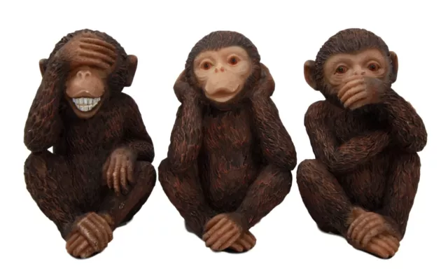 Wise Monkeys See Hear Speak No Evil Ape Chimpanzees Collectible Figurine Mini...