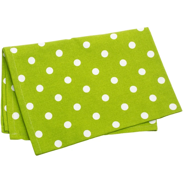 Paquete de 3 toallas de té estampadas con lunares Dunroven House 20""X28"" verde lima con punto blanco