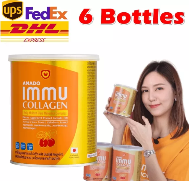 6 x Polvo de colágeno Amado IMMU Muti vitamina fibra mineral reducir arrugas