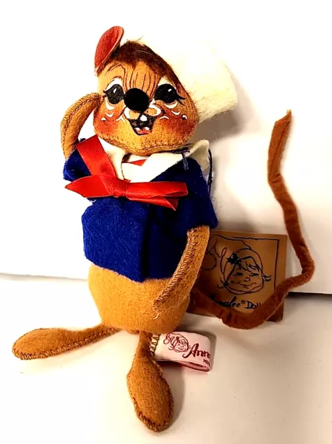 Vintage 1990 Annalee Patriotic Sailor Boy Mobilitee Doll Tag Felt Cloth