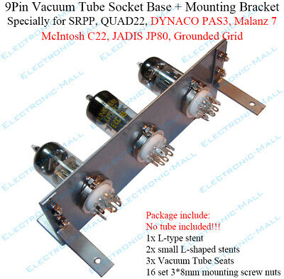9Pin Vacuum Tube Socket Base + Mounting Bracket 4 Marantz 7 McIntosh C22 SRPP