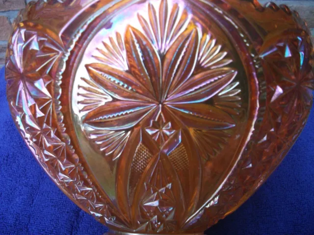 Carnival Glass Brockwitz Rare Marigold Cathedral Arches Giant Fruit Bowl