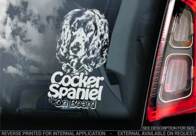 Cocker Spaniel Car Sticker - Dog On Board Bumper Window Decal Sign Gift Idea V03