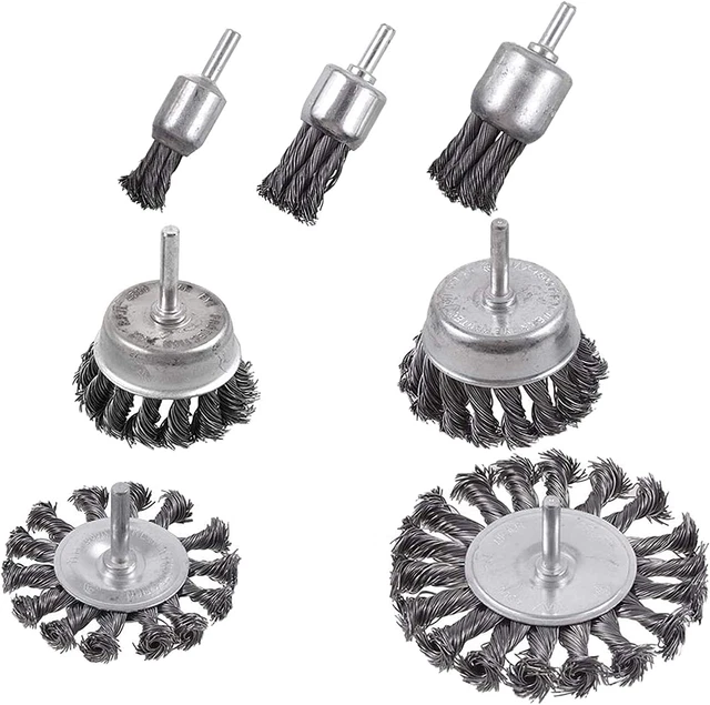 Rocaris 7Pcs Twist Knot Wire Wheel Brush for Drill Crimped Cup Wire Wheels Brush