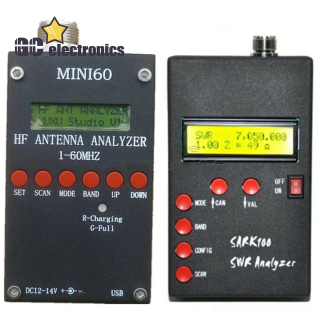 ANT SWR ANTENNA Analyzer Meter SARK-100 Mini60 HF 1-60MHz SARK100 for ...